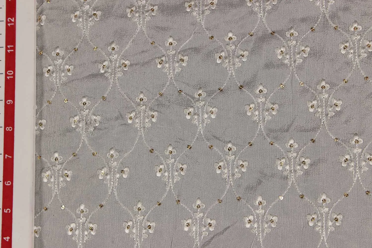 Precut 1 Meter White Chinon Chiffon Fabric