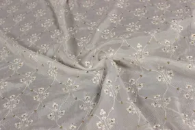 Precut 1 Meter White Chinon Chiffon Fabric