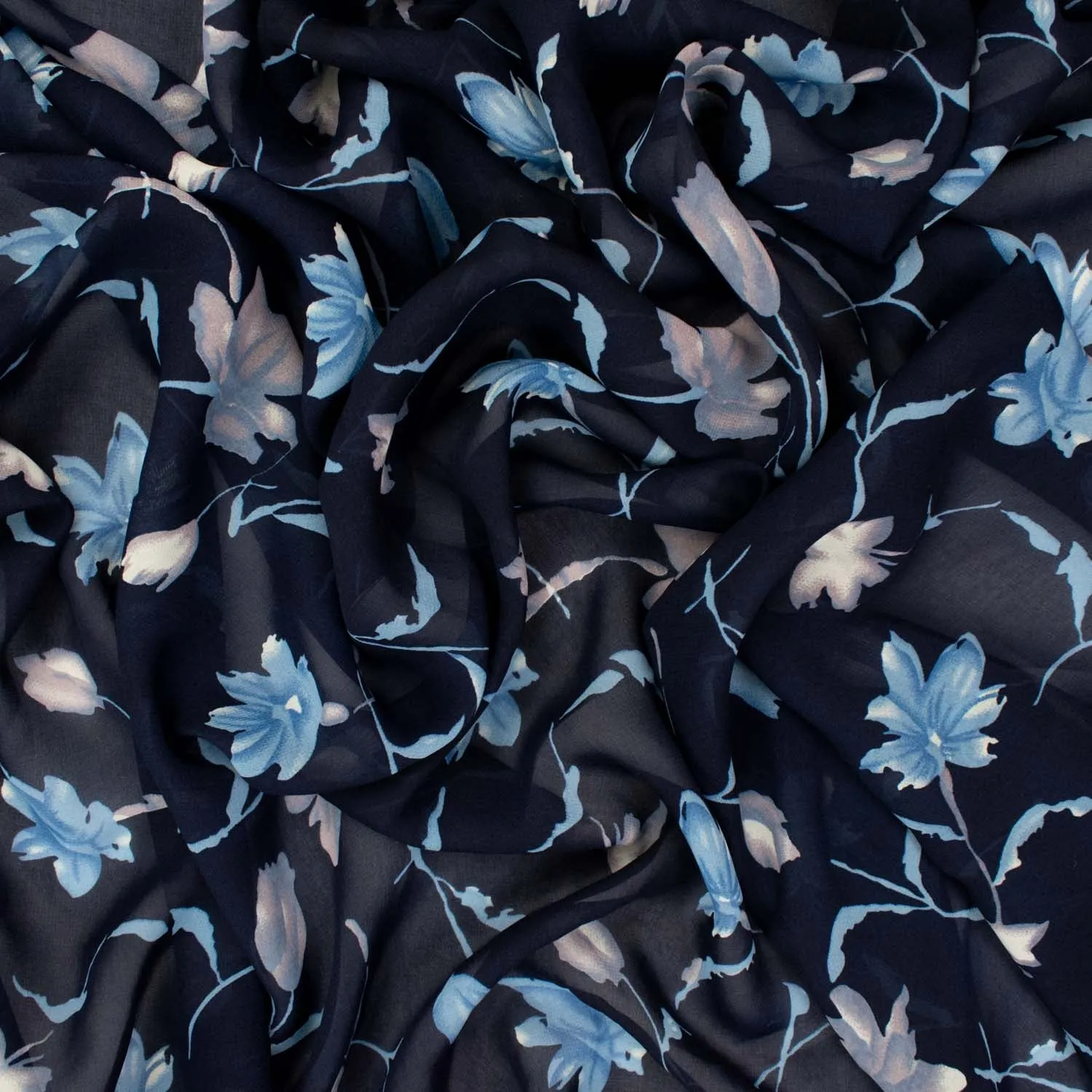 Printed Chiffon Design-Floral & Leaves