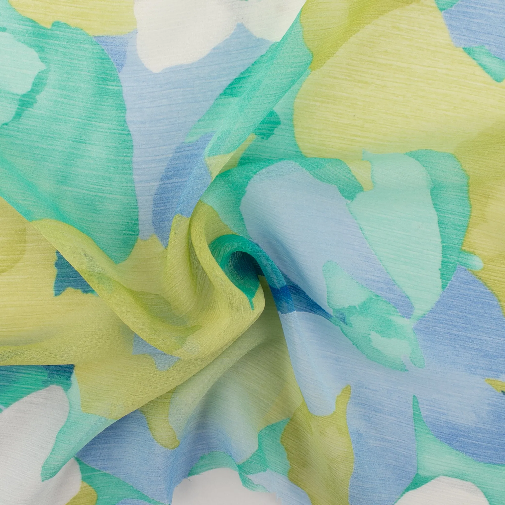 Printed Chiffon - YORYU - Abstract flower - Blue