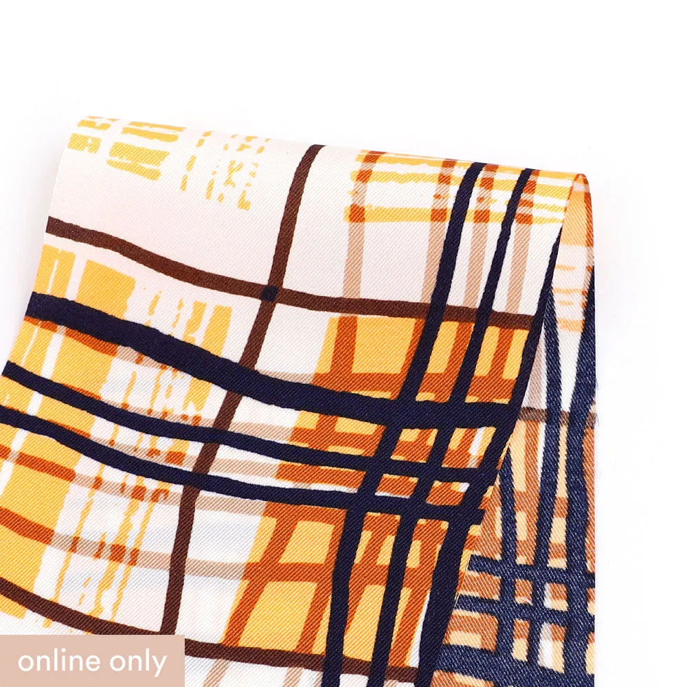 Printed Plaid Poly Twill - Orange Glow