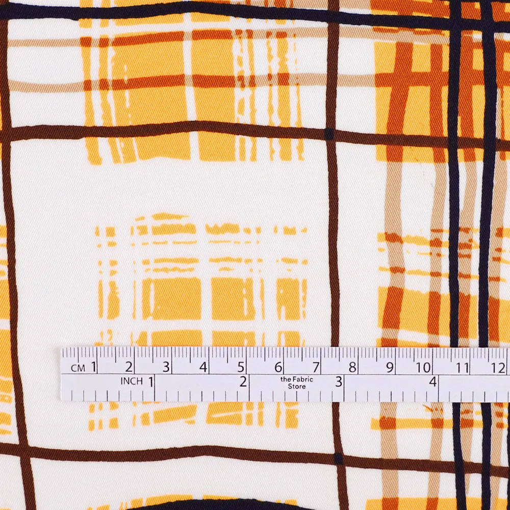 Printed Plaid Poly Twill - Orange Glow