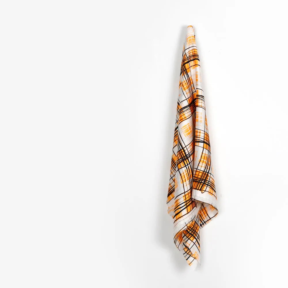 Printed Plaid Poly Twill - Orange Glow