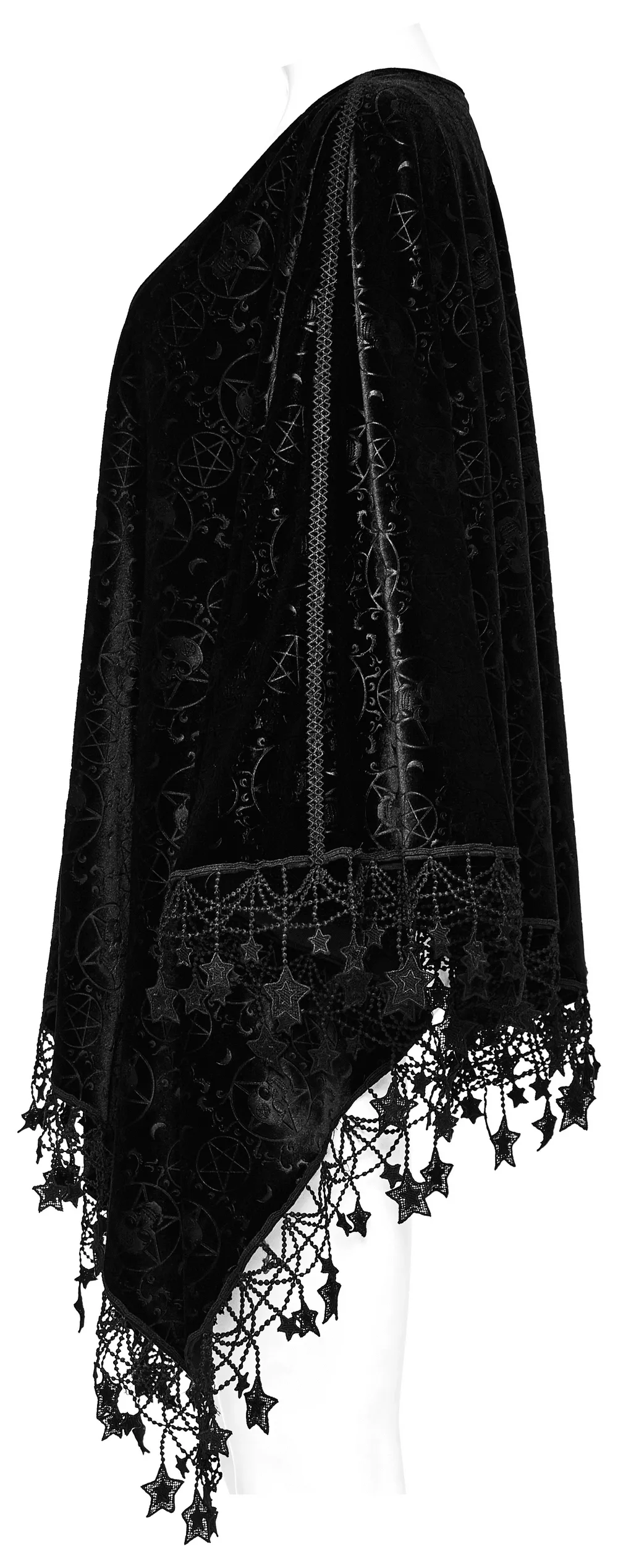 Punk Rave Occult Pentagram Cape / Women's Velvet Gothic Shawl