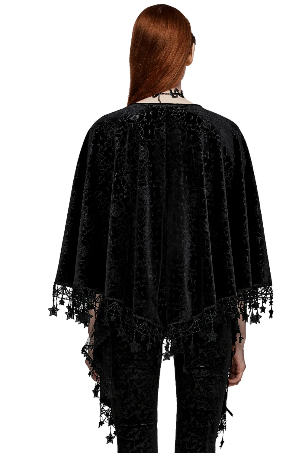 Punk Rave Occult Pentagram Cape / Women's Velvet Gothic Shawl