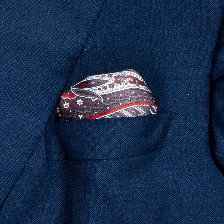 Red & Blue Pure Silk Satin Pocket Handkerchief