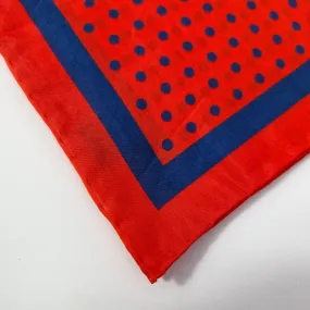 Red & Navy Polka Dot Cotton Silk Blend Pocket Square Handkerchief