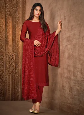 Red Crystal Stone Work Embellished Salwar Kameez