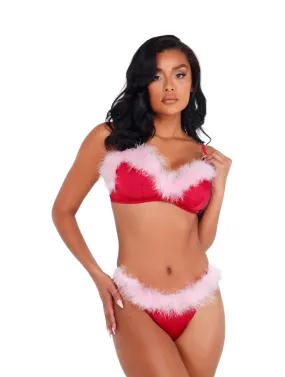 Roma 2pc Marabou Satin Bra Set Roma Confidential