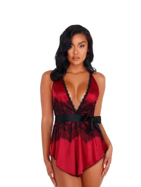 Roma 2pc Satin & Lace Babydoll with Tie Roma Confidential