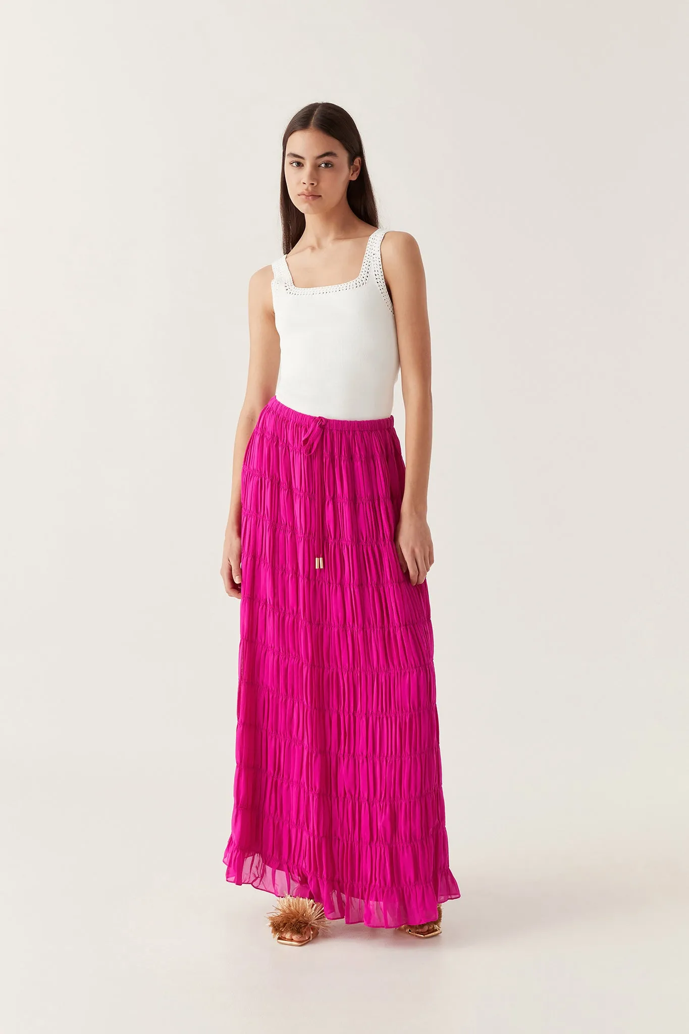 Rosewood Ruched Maxi Skirt