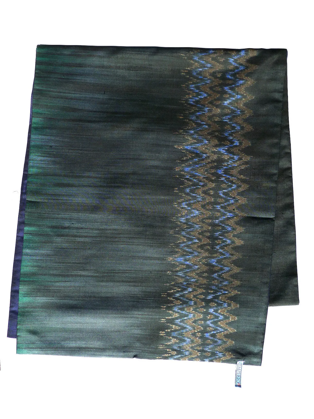 Silk Ikat Double Side Shawl Black Amethyst Eggplant