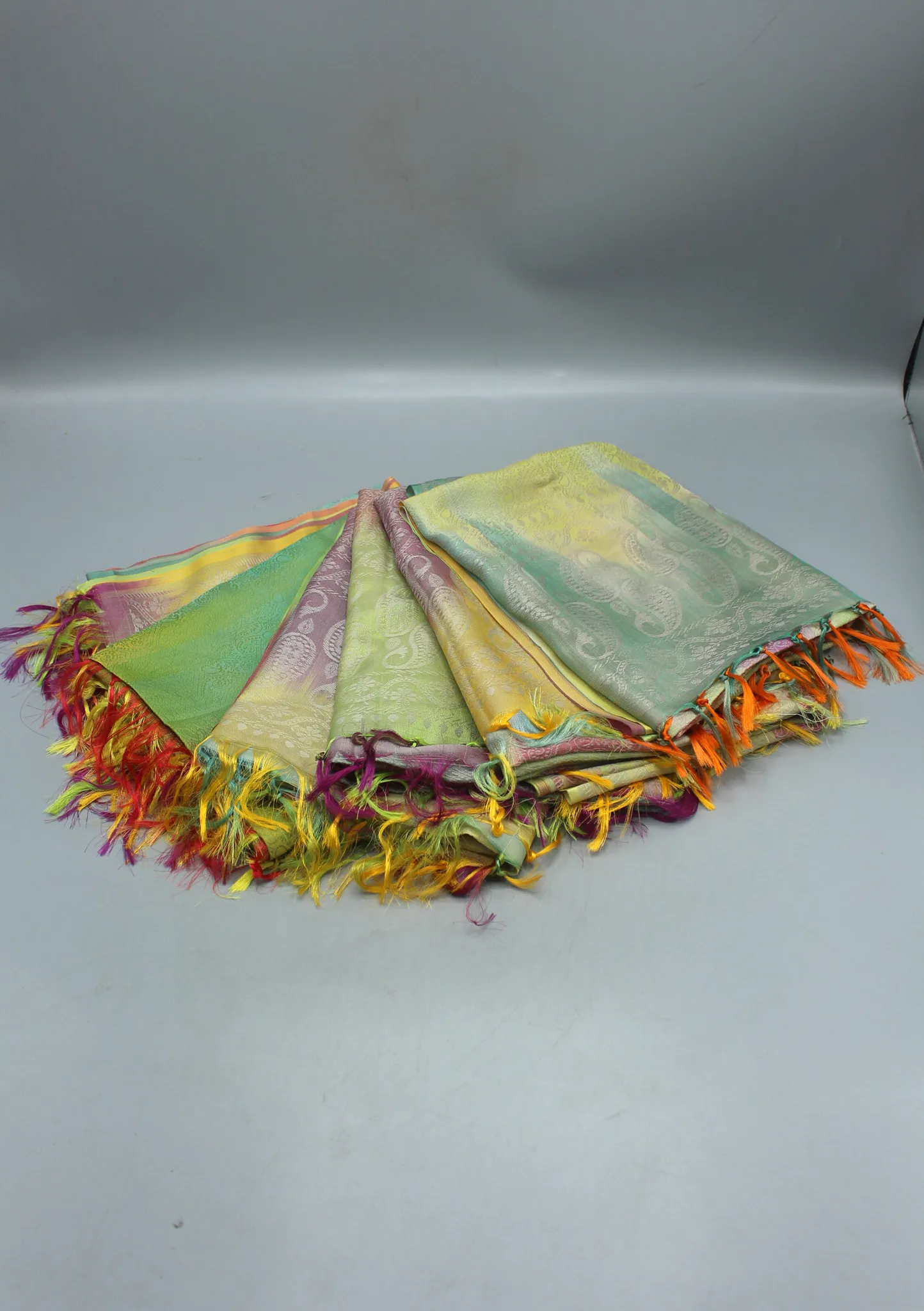 Silk Mixed Polyester Double Leaf Designed Multi Color Shawls