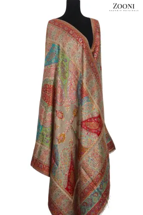 Superfine Kaani Jaamawar Silk Summer Shawl - Beige