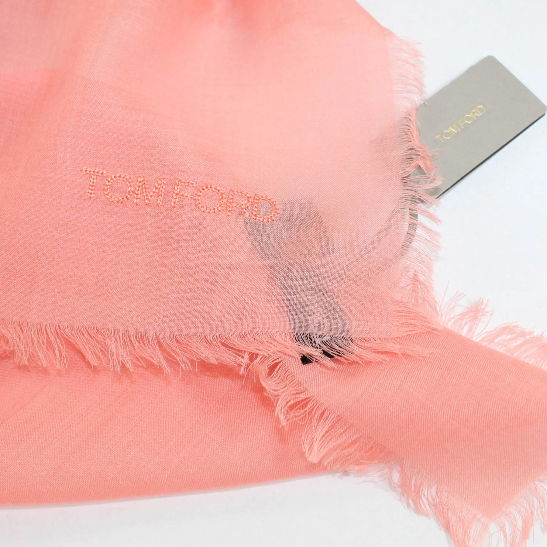 Tom Ford Scarf Peach Pink - Extra Large 55 Inch Square Wool Silk Wrap SALE