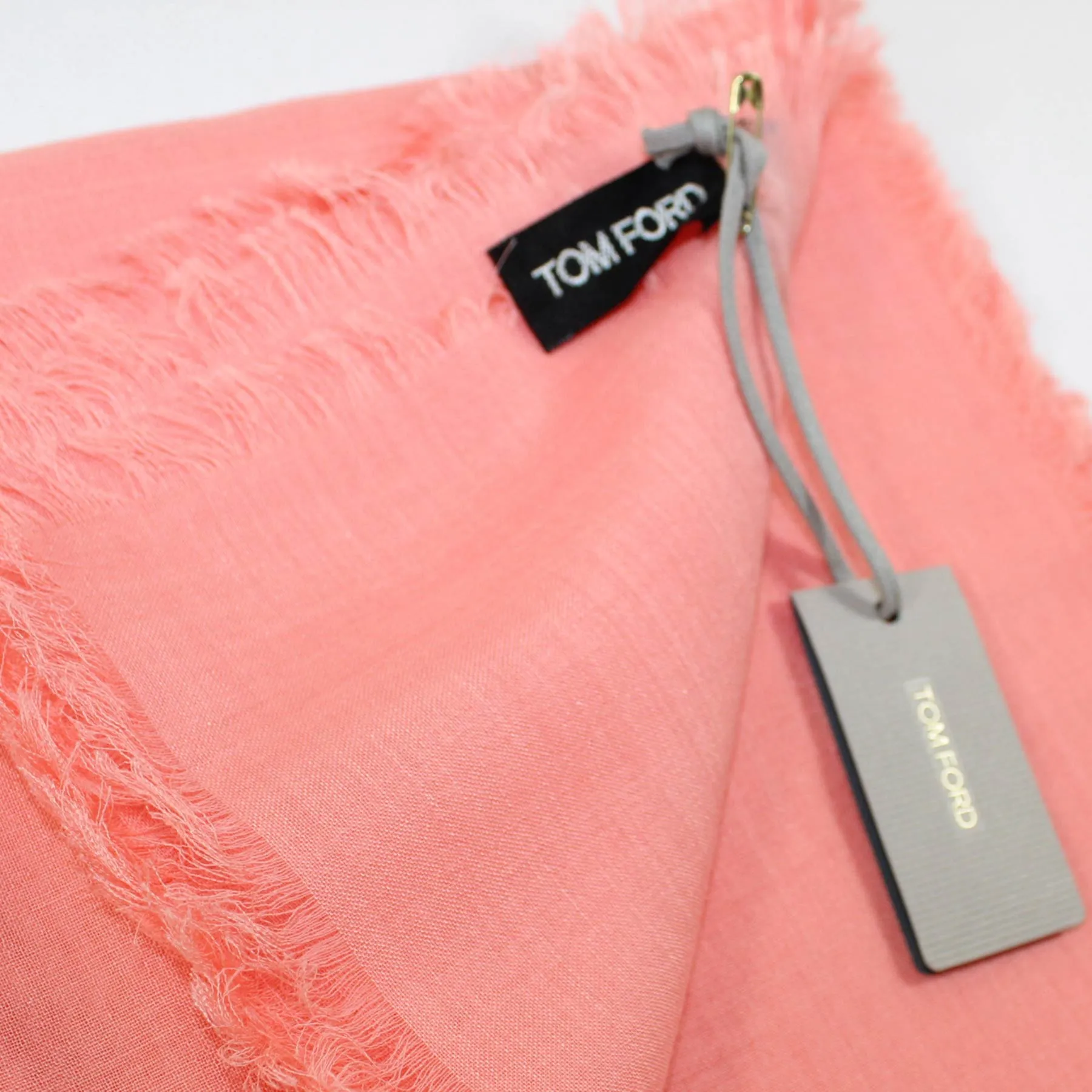 Tom Ford Scarf Peach Pink - Extra Large 55 Inch Square Wool Silk Wrap SALE