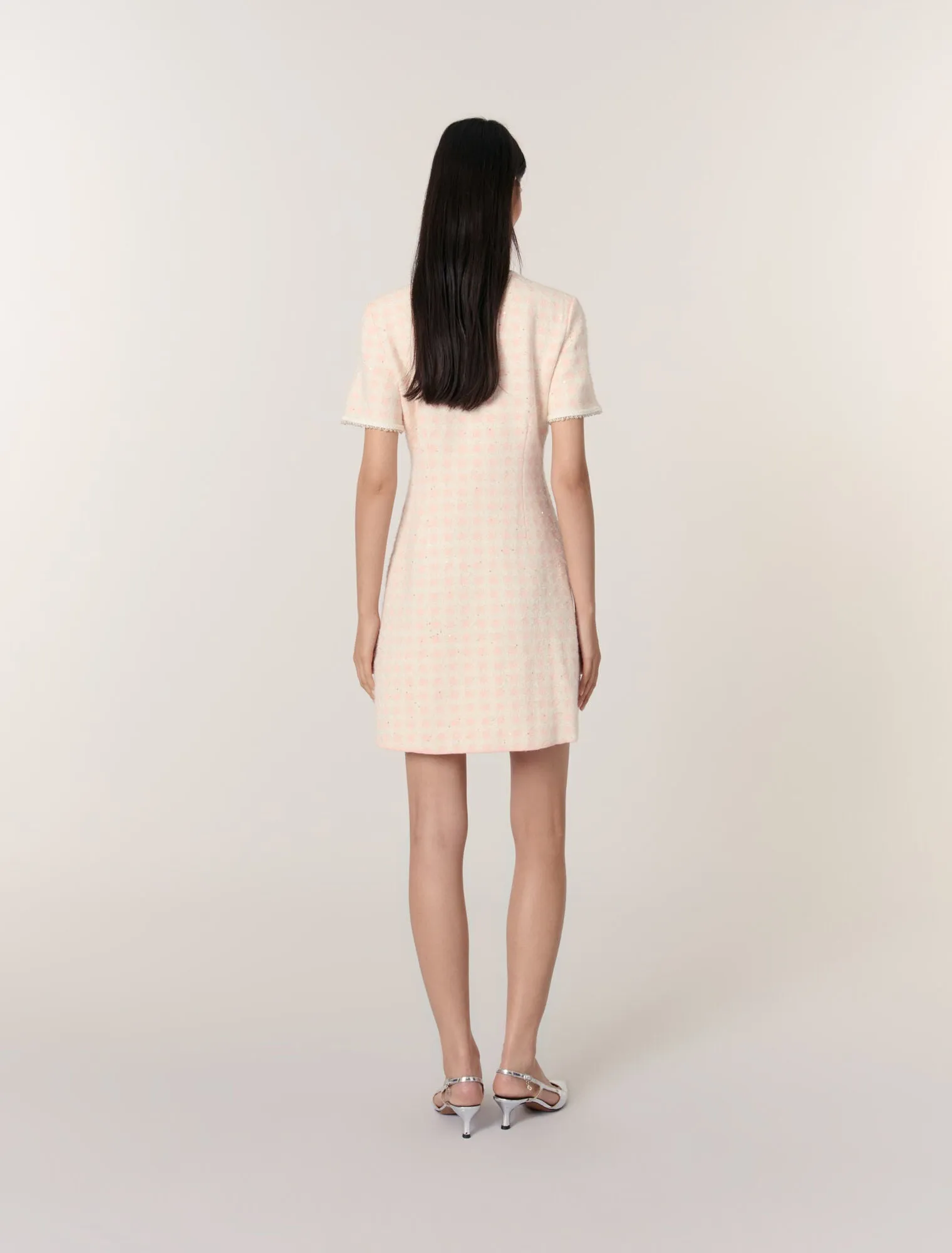 Tweed-effect knit short dress