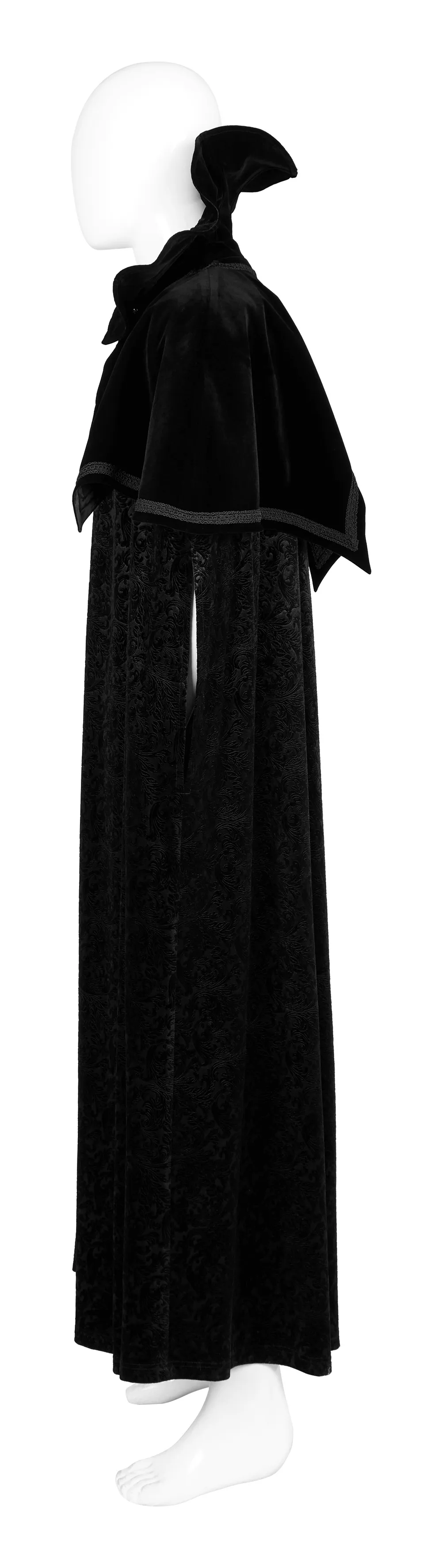 Victorian Velvet Cloak with Wire Collar and Gemstone