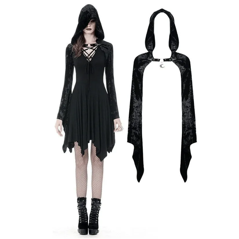 Women's Gothic Shining Velvet Witch Capes With Pointed Cap