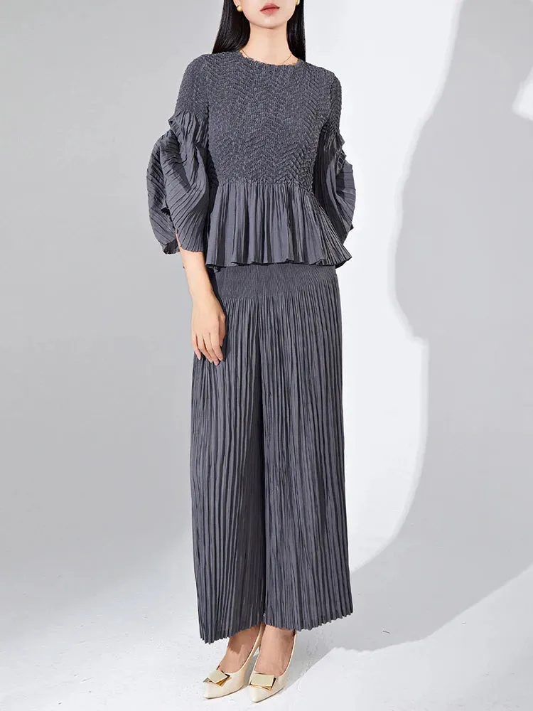 Women's Relaxed Glamour 2-Piece Pleated Trousers & Top Set