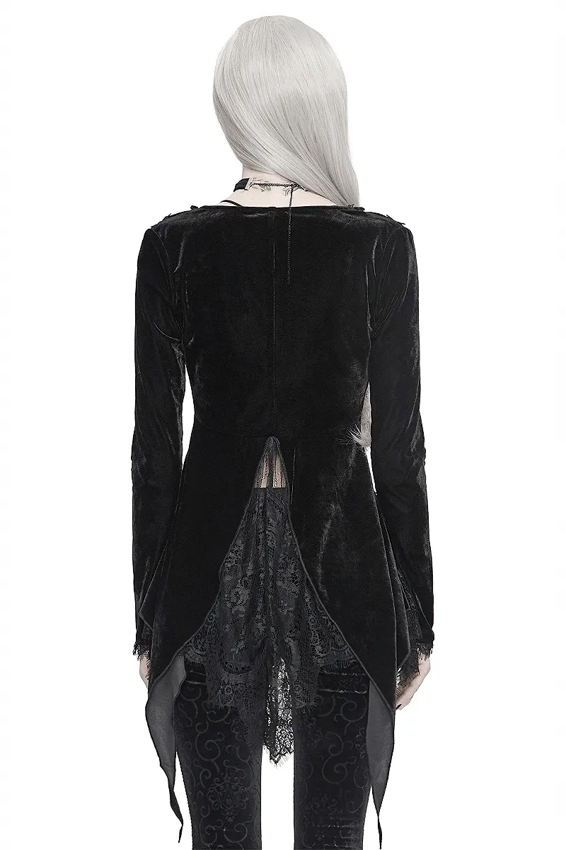 Women's Vintage Gothic Black Velvet and Delicate Lace Cape