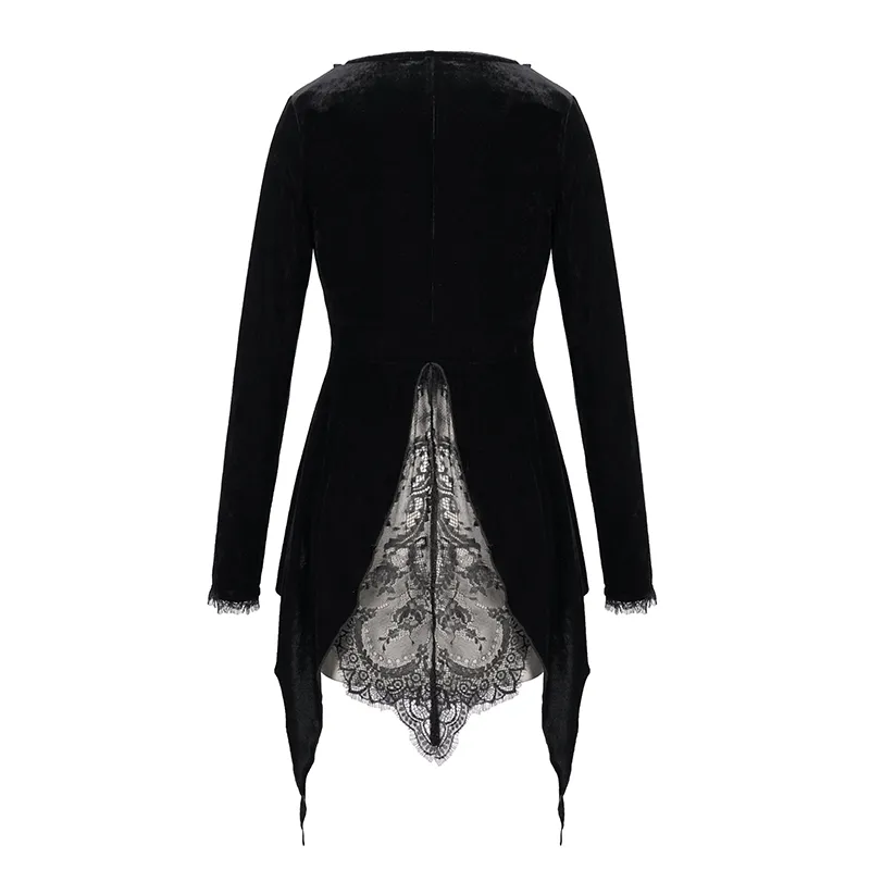 Women's Vintage Gothic Black Velvet and Delicate Lace Cape