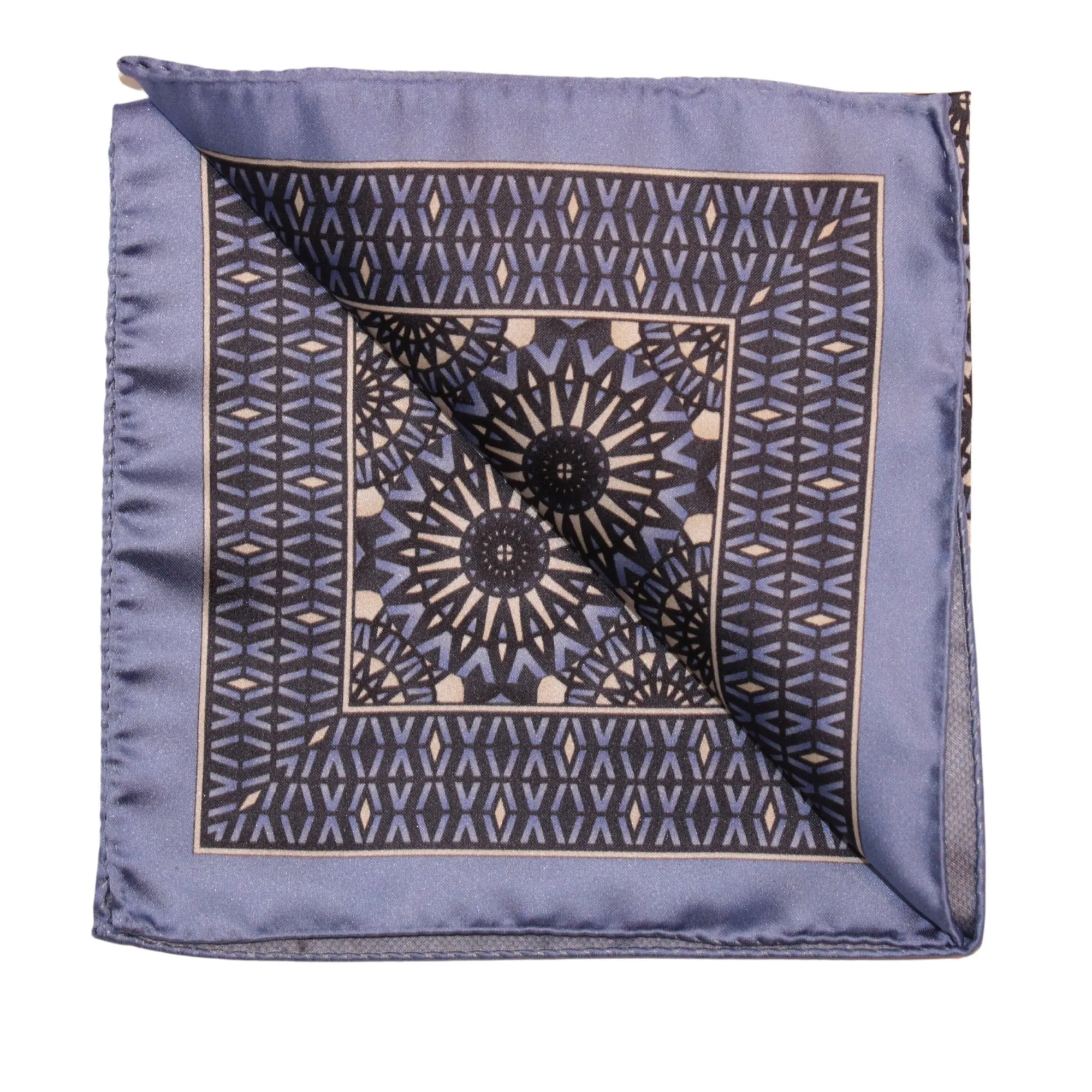 ZILLI Printed Silk Hanky BLUE