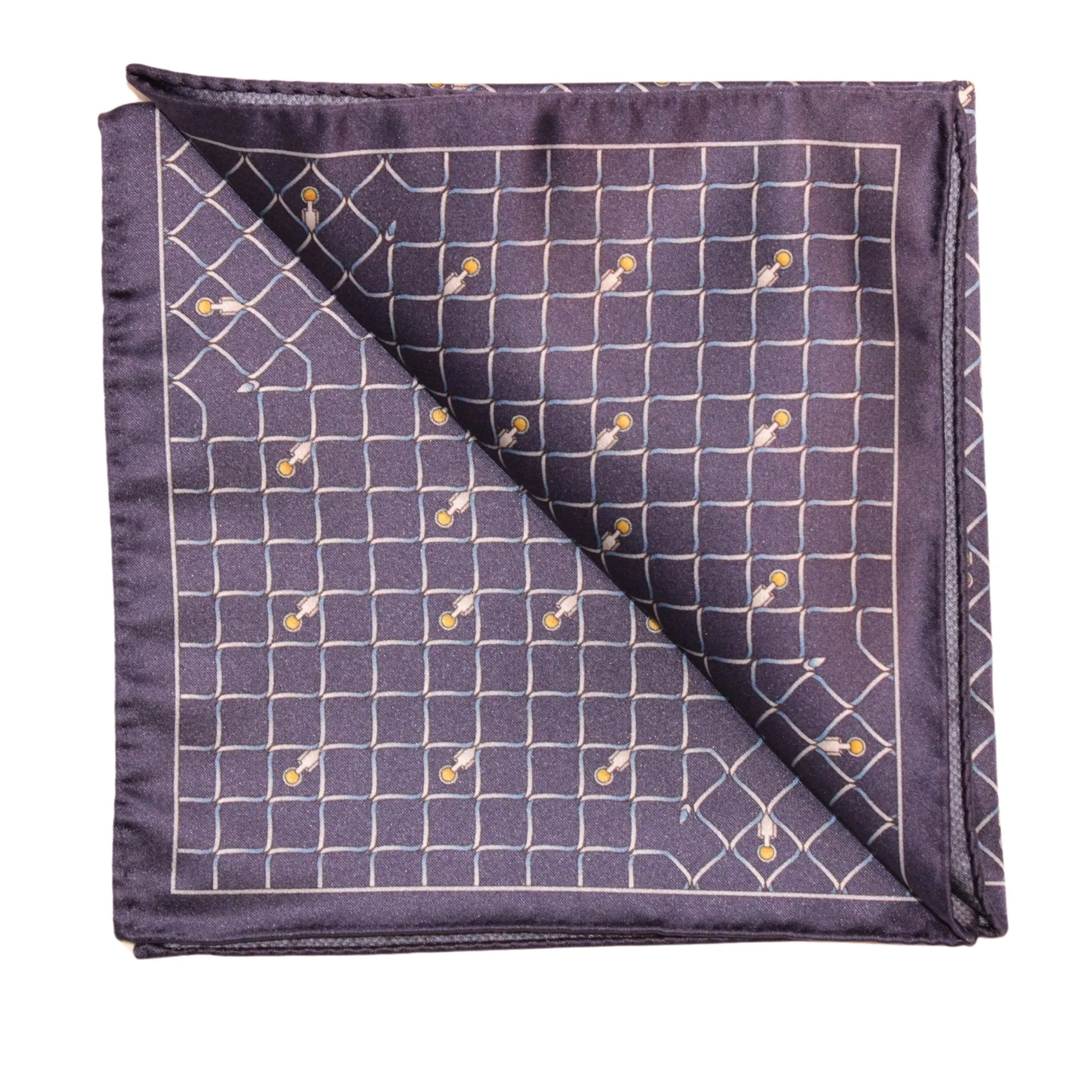 ZILLI Printed Silk Hanky NAVY