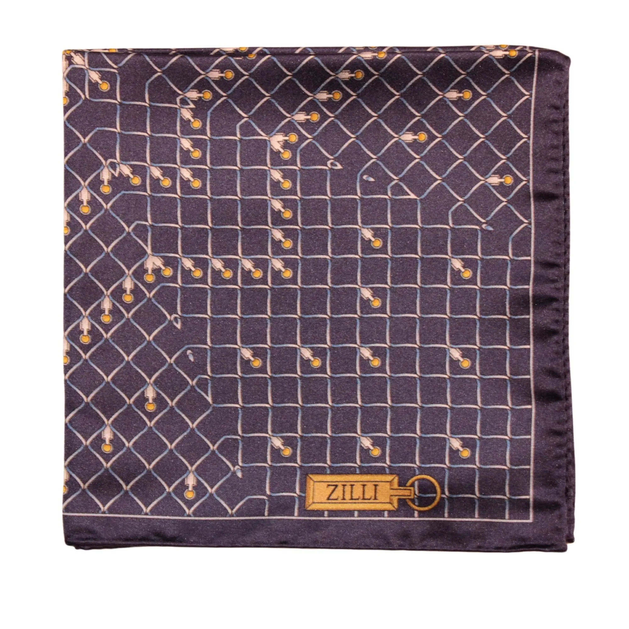 ZILLI Printed Silk Hanky NAVY